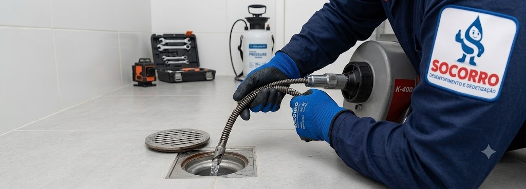 Profissional realizando Desentupimento de Ralos em Araquari